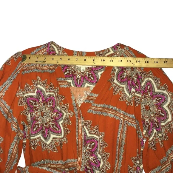 Anthropologie PORRIDGE Isabel Orange Paisley Tie Waist Mini Dress Women’s Medium - Picture 5 of 15